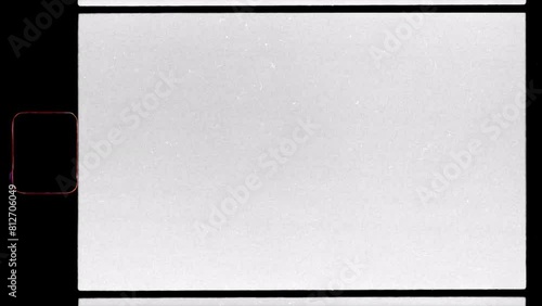 scan of empty super 8mm film frame with dust and scratches, cool film border overlay. super 8 template or mockup in 4k, motion picture film.
