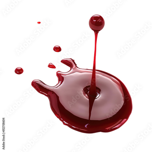 A drop of red liquid is falling from a surface. The image has a mood of sadness or melancholy, as the red liquid is falling and splattering, creating a sense of loss or disappointment
