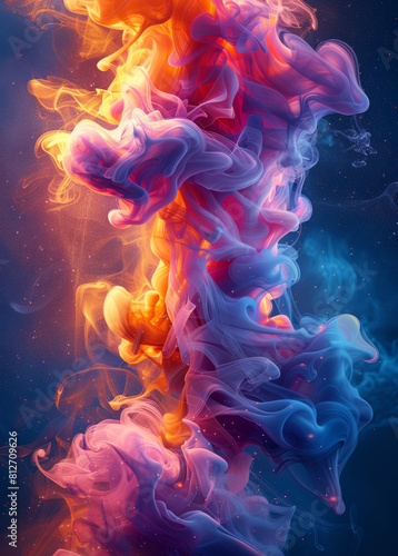 Swirling Smoke Patterns in Rainbow Colors on Vibrant Backgrounds