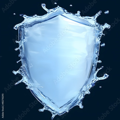 A shield made of water that stops splashes on a light blue background.   © Yi_Studio