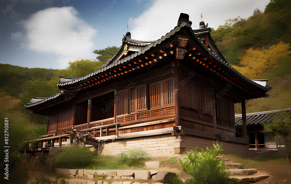 Obraz premium Traditional oriental house, elegant and stylish house