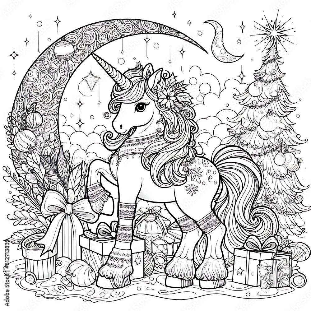 Fototapeta premium A coloring page of a unicorn image art photo used for printing card design illustrator illustrator.