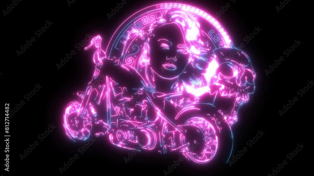 chopper motorcycle with skull and woman head chopper motorcycle with skull and woman head