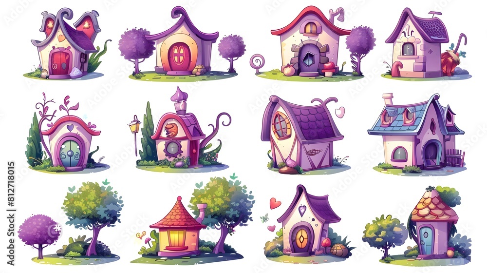 Obraz premium Charming Whimsical Fantasy Cottages and Fairy tale Inspired Homes in Enchanting Storybook Landscapes