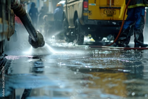 high pressure water jet cleaning city street urban maintenance services