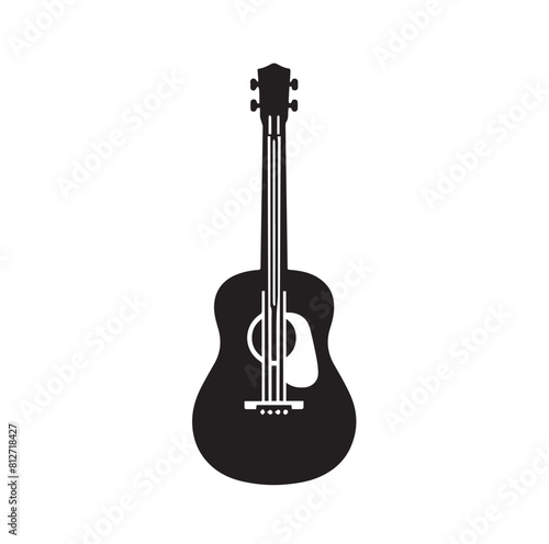 guitar silhouette, guitar outline on white background