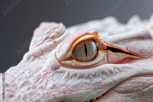 extra close-up portrait of an albino crocodile head common alligator Wild animals Conservation of rare species Crocodylus Poster design