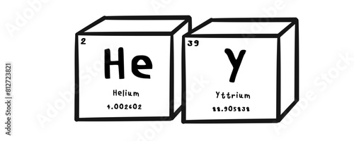 Hey wording in periodics table style illustration with transparecy background