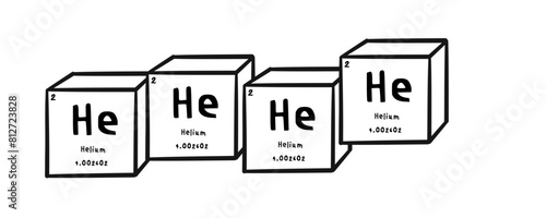 HeHeHeHe wording in periodics table style illustration with transparecy background