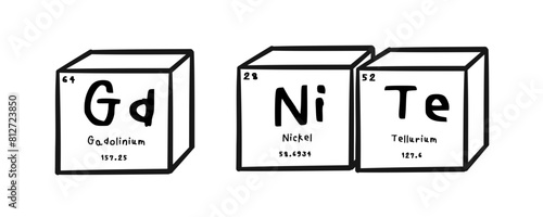 Gd nite wording in periodics table style illustration with transparecy background