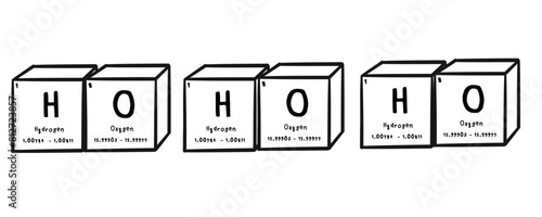 hohoho wording in periodics table style illustration with transparecy background