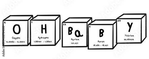oh baby wording in periodics table style illustration with transparecy background