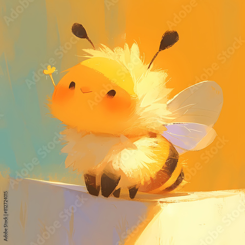 Cute Animated Honeybee with Soft Wings and Sunlit Background - Perfect for Nature-Themed Graphics