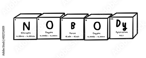 nobody wording in periodics table style illustration with transparecy background