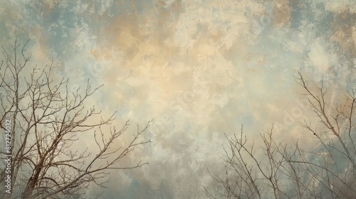 Bare branched trees amidst a cloudy winter sky © AkuAku