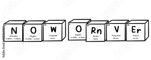 now or never wording in periodics table style illustration with transparecy background