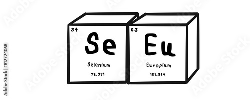 SeeU wording in periodics table style illustration with transparecy background