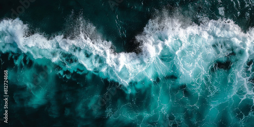 surface waves on the beach, Blue sea surface, water wave surface, blue water wave, top view 