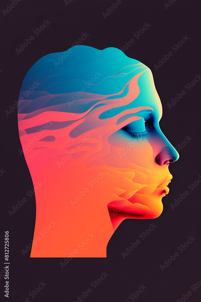 Obraz premium Portrait of a face in profile with a surrealistic style