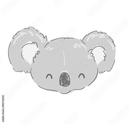 Cute koala isolated on white background, kids design print for nursery vector illustration.
