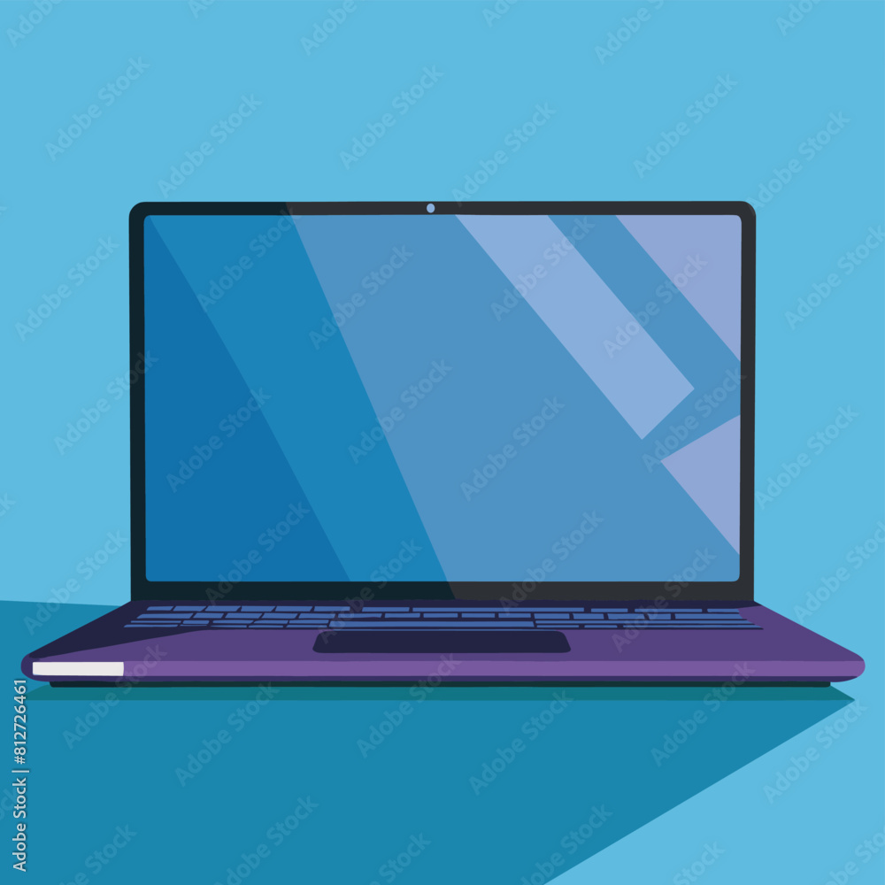 Illustration of a modern laptop with a blank screen on a blue background. Illustration of a modern laptop with a blank screen on a blue background.