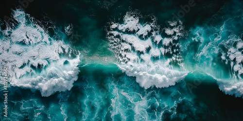 surface waves on the beach, Blue sea surface, water wave surface, blue water wave, top view