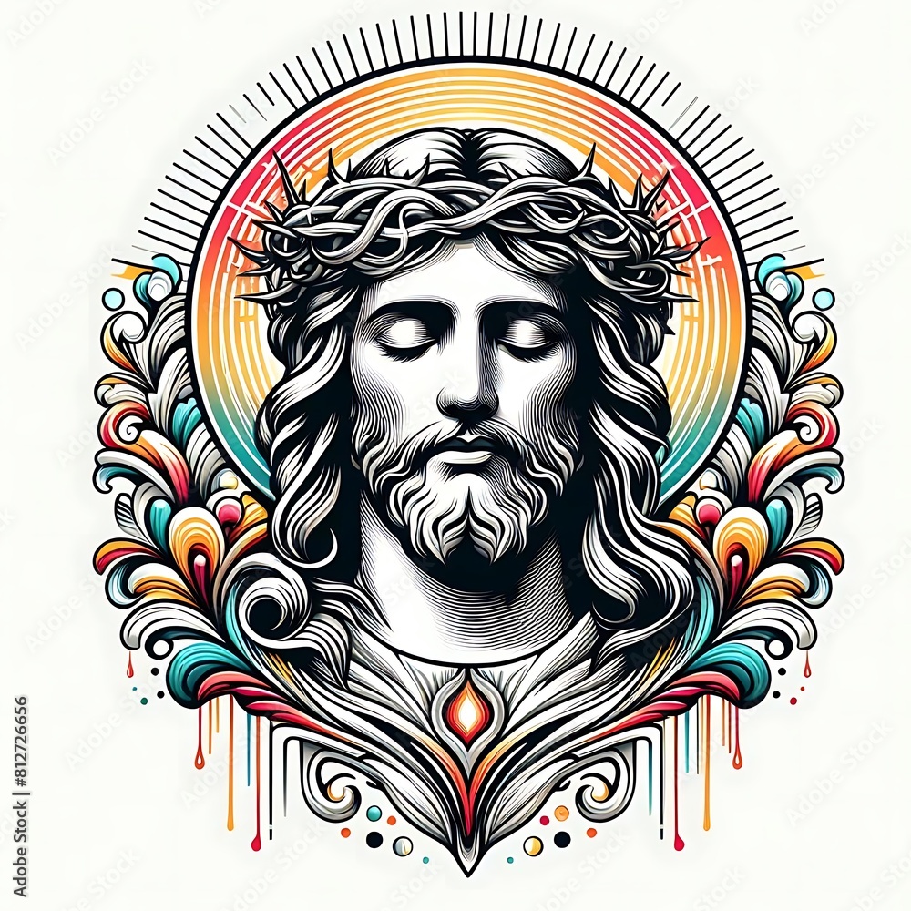 A drawing of a jesus christ with a crown of thorns image photo harmony lively used for printing illustrator. A drawing of a jesus christ with a crown of thorns image photo harmony lively used for printing illustrator.