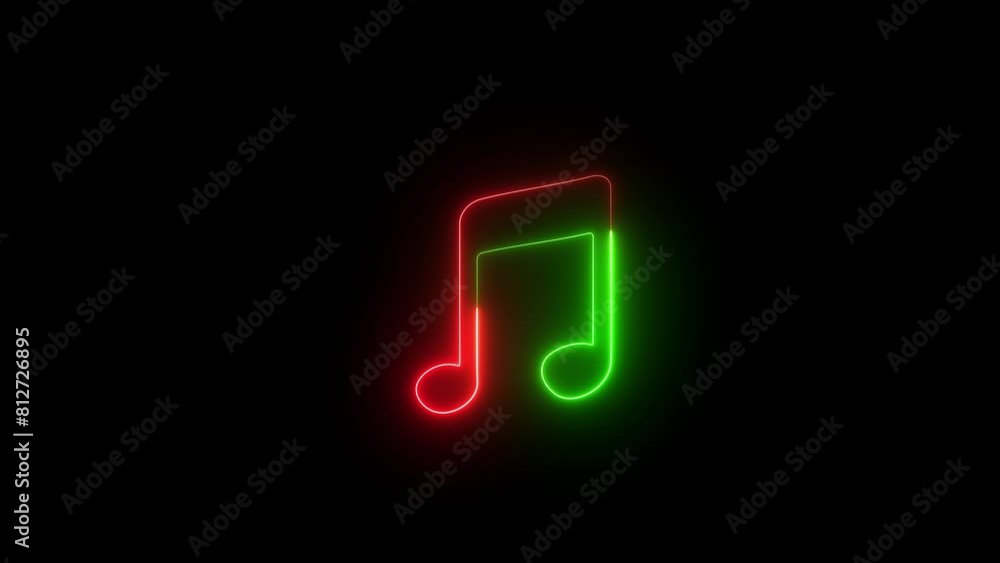 Music icon motion graphics. Glowing Neon music icon animation video. Glowing line musical note icon animation. Music icon motion graphics. Glowing Neon music icon animation video. Glowing line musical note icon animation.