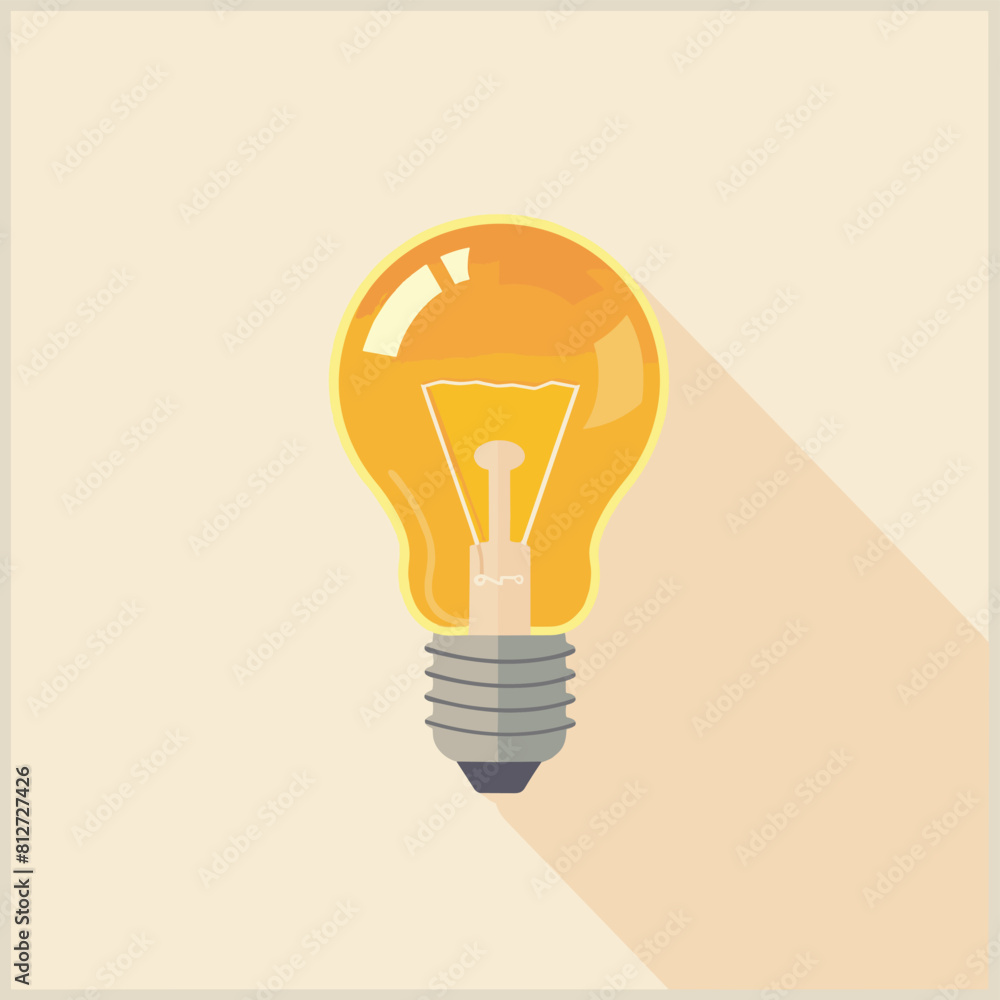 Illustration of a yellow light bulb on a beige background. Illustration of a yellow light bulb on a beige background.
