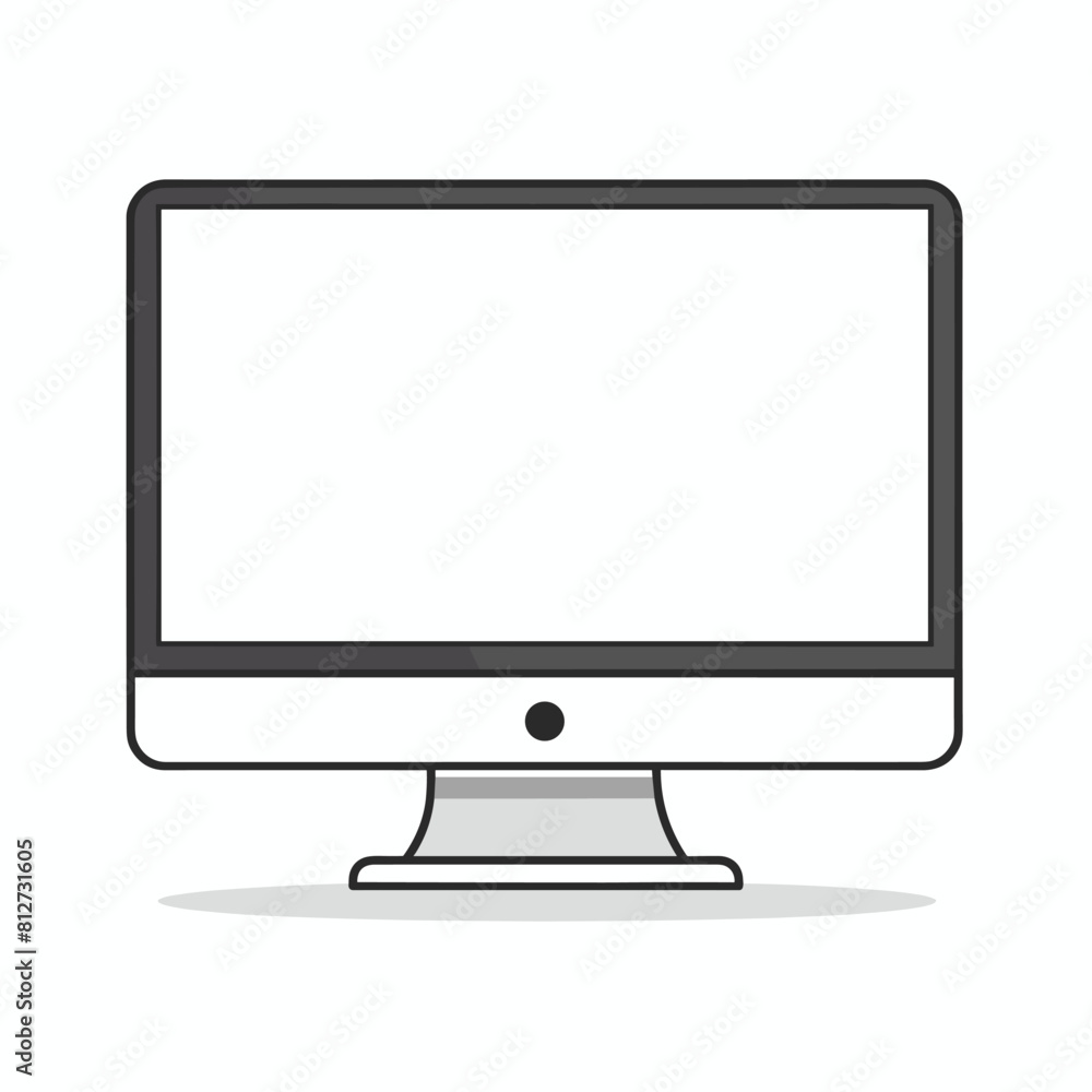 Minimalist illustration of a desktop computer with a blank screen. Minimalist illustration of a desktop computer with a blank screen.