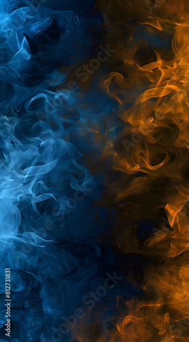 A blue and orange flame, with the blue part being the smoke and the orange part being the fire. The smoke is thick and the fire is low. Generative AI