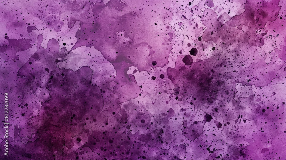 Abstract purple watercolor background with splashes and stains reminiscent of vintage paintings suitable for design and decoration purposes featuring space for text