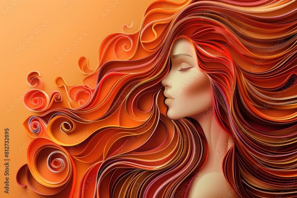 Close-up of a woman's face with long red hair. Ideal for beauty and haircare concepts Close-up of a woman's face with long red hair. Ideal for beauty and haircare concepts