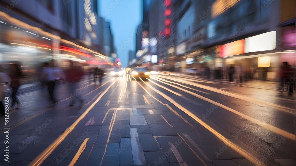During rush hour in the evening, the headlights of passing cars and the busy traffic on a city street were captured using the motion blur lighting effect and abstract long exposure. During rush hour in the evening, the headlights of passing cars and the busy traffic on a city street were captured using the motion blur lighting effect and abstract long exposure.