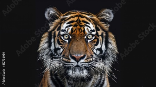 close up Tiger with a black background