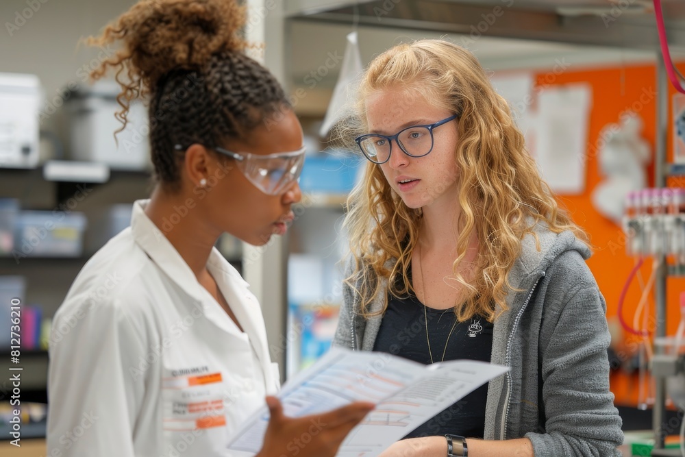 Fototapeta premium Academic Advising Office, Students Conducting Research in Science Lab, Campus Outdoor Sculpture Exhibit, Educational Diversity and Inclusion Workshop