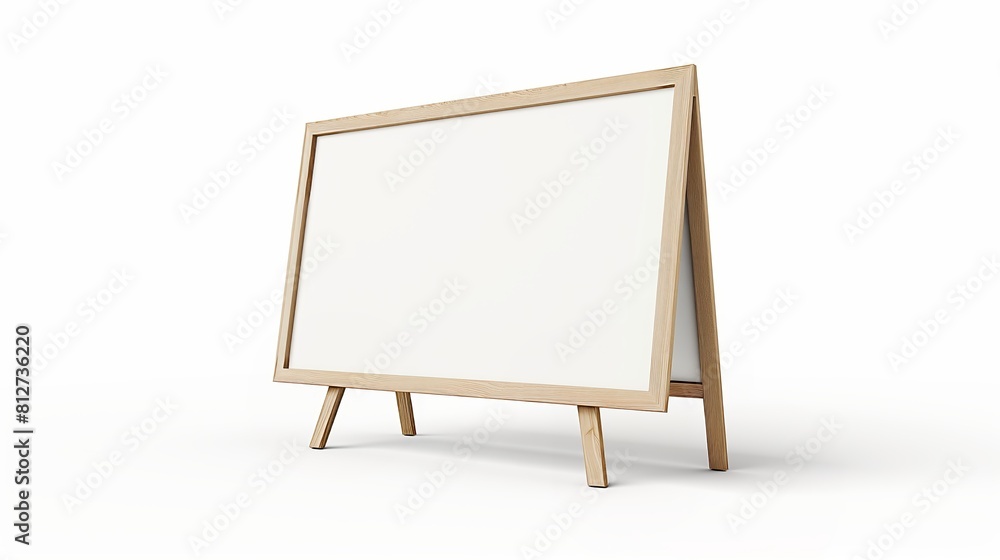 A-frame banner mockup with a blank wooden frame isolated on a white background. A-frame banner mockup with a blank wooden frame isolated on a white background.