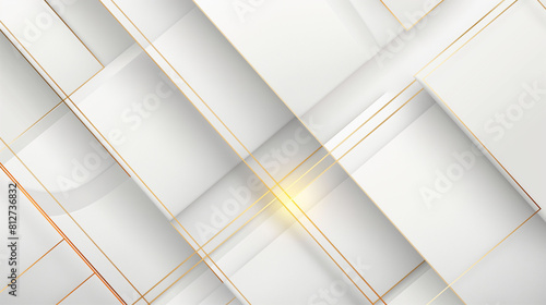 White luxury abstract background with golden lines and shadows