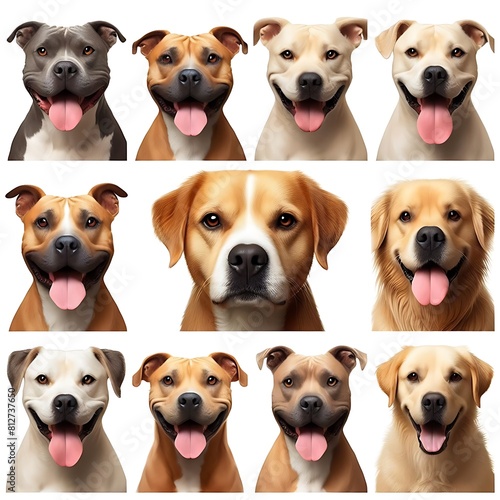 A collage of different dogs image realistic photo used for printing illustrator. © Leticia