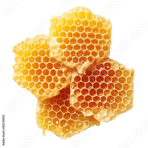 close up of honeycomb isolated on transparent background