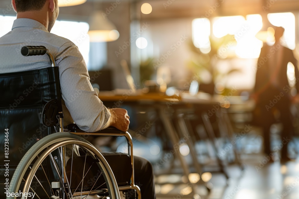 Obraz premium A disabled businessman in a wheelchair, Disability benefits