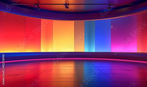 A virtual background on the screen in a TV studio is an innovative solution that allows you to easily replace the background during production.
