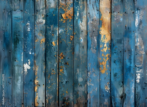 old wooden fence with blue paint 