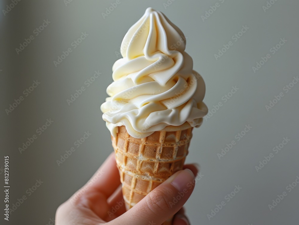 Ice cream in a cone that melts in the hand. Ice cream in a cone that melts in the hand.