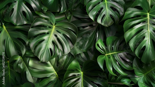 Monstera leafs background suitable for wallpaper or to represent as backdrop or mockup.