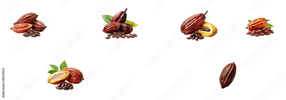 Cocoa Pods and Beans Illustrations: From Tree to Chocolate, a Botanical Journey isolated on a transparent or white background, png Cocoa Pods and Beans Illustrations: From Tree to Chocolate, a Botanical Journey isolated on a transparent or white background, png