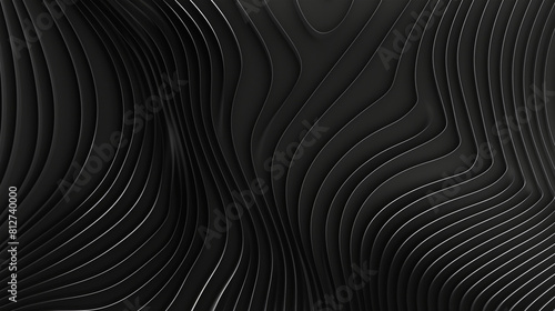 Abstract futuristic dark black background with waved design. Realistic 3d wallpaper with luxury flowing lines. Elegant backdrop for poster, website, brochure, banner, app etc