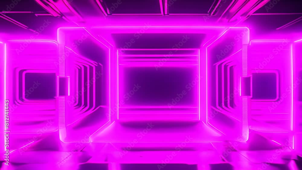 Pink Neon Tunnel With Black Background Generative AI Pink Neon Tunnel With Black Background Generative AI