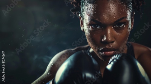 Determined Female Boxer Training photo