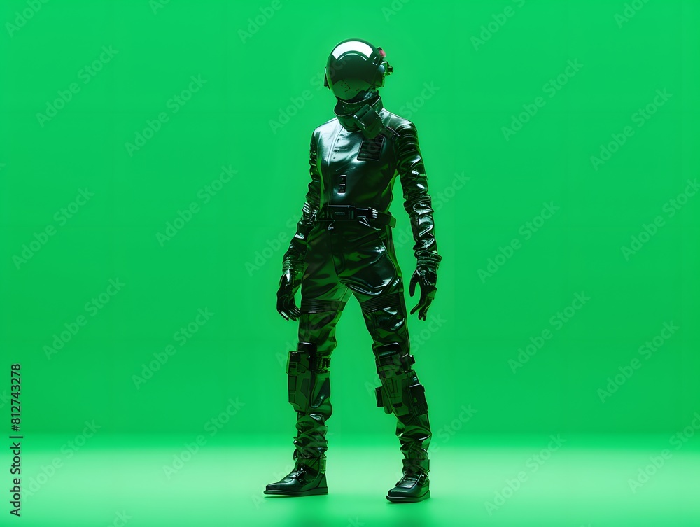 3D illustration of cyberpunk character on green screen. cyborg, humanoid, robot. 3D illustration of cyberpunk character on green screen. cyborg, humanoid, robot.